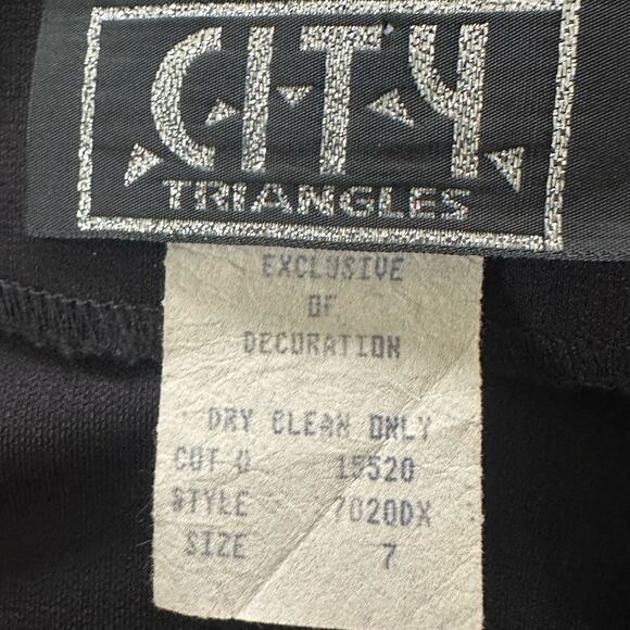 Vintage CITY TRIANGLES Dress Womens 7 Black Maxi Sheath Retro Y2K Vamp Grunge - Picture 7 of 11